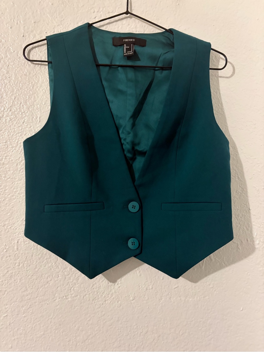 Forever 21 Deep Teal Button Front Vest